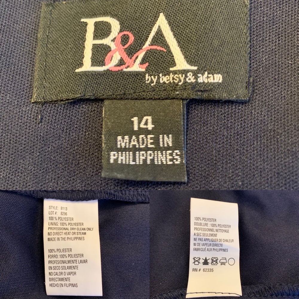 Betsy & Adam 💖 Rhinestone Accent Formal Ruched Navy Gown Womens 14 - Picture 16 of 16